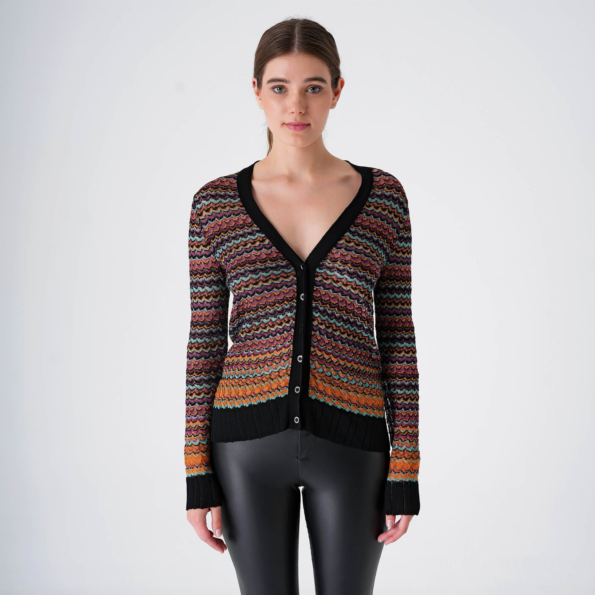 Missoni Mare - Black&Multicolor Zigzag Knitted Cardigan 